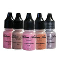 Set of Five (5) Shades of Glam Air Airbrush Eye Shadow Makeup E25 Cherry Blossom Pink; E27 Shimmer Mauve; E28 Light Magenta; E29 Peachy Shimmer; and E31 Purple Shimmer Water-based Formula Last All Day