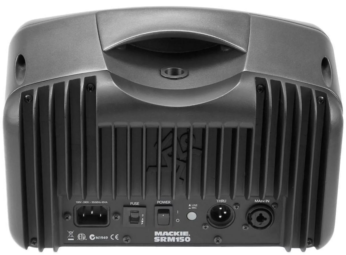 (2) Mackie SRM150 Powered Active PA Monitor Speaker + (2) Mackie Travel Bags