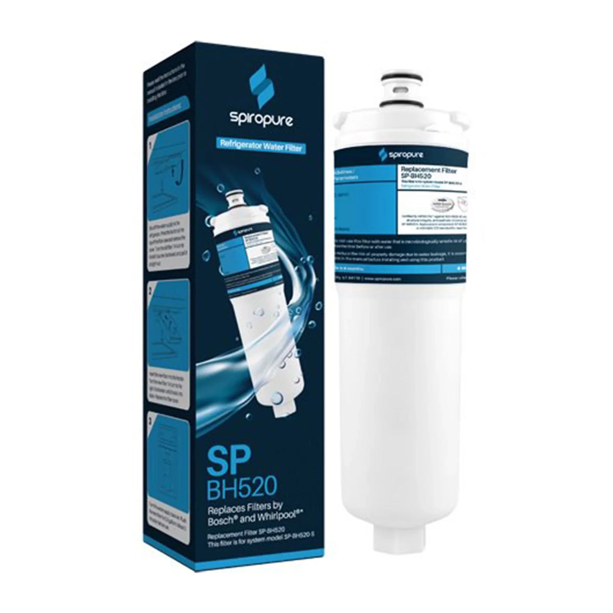 SpiroPure SP-BH520-3PK Refrigerator Water Filter Replacement Part; 3 Pack
