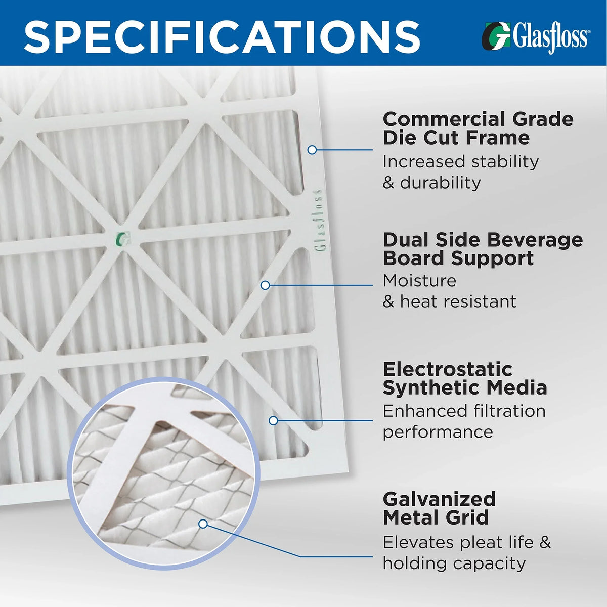 16x20x2 MERV 10 Pleated HVAC Air Filters by Glasfloss. ( Quantity 5 ) Exact Size: 15-1/2 x 19-1/2 x 1-3/4