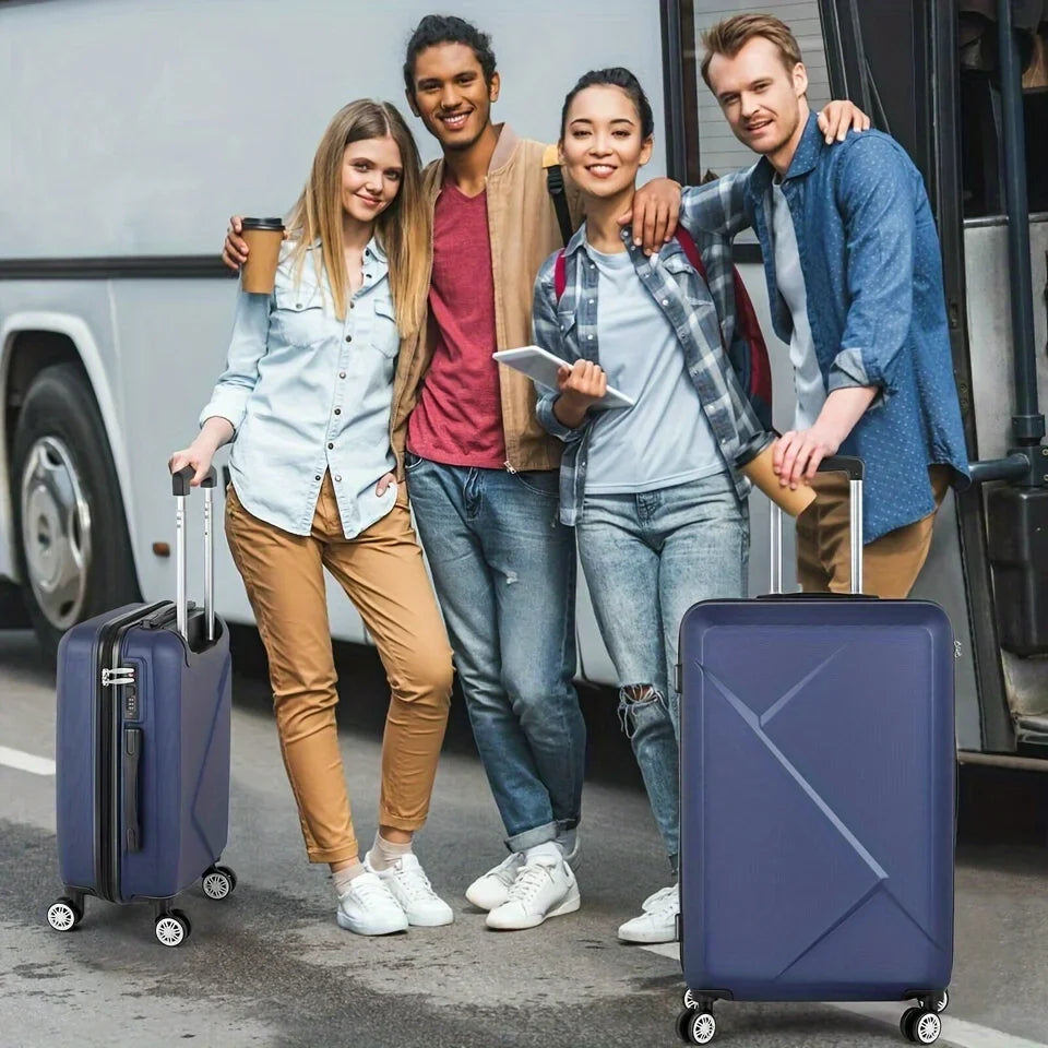 20 millimeter Hardside Carry-On Luggage For Travel Business; 20-millimeter Suitcase With Four Spinner Wheels And Scratch-Resistant Surface; Lock - Blue