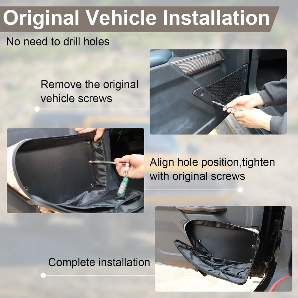 AUFER Front Door Storage Bags For Ford Bronco 2/4 Door Door Side Organizer Box