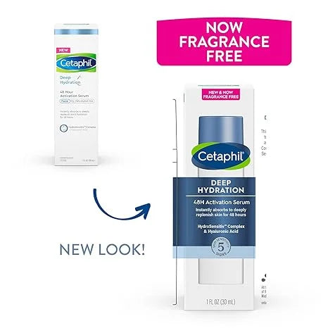 Cetaphil Deep Hydration 48Hr Activation Serum; 1 fl oz; 48 Hr Face Moisturizer for Dry; Sensitive Skin; With Hyaluronic Acid; Vitamin E & B; Dermatologist Recommended Sensitive Skincare Brand