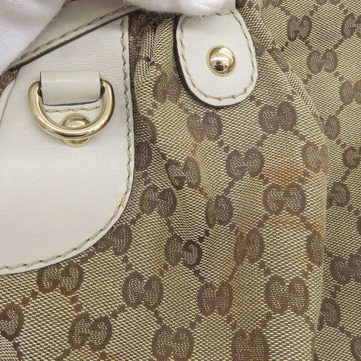 Pre-Owned Gucci GUCCI handbag tote bag GG canvas leather beige 223974 506631 (Good)