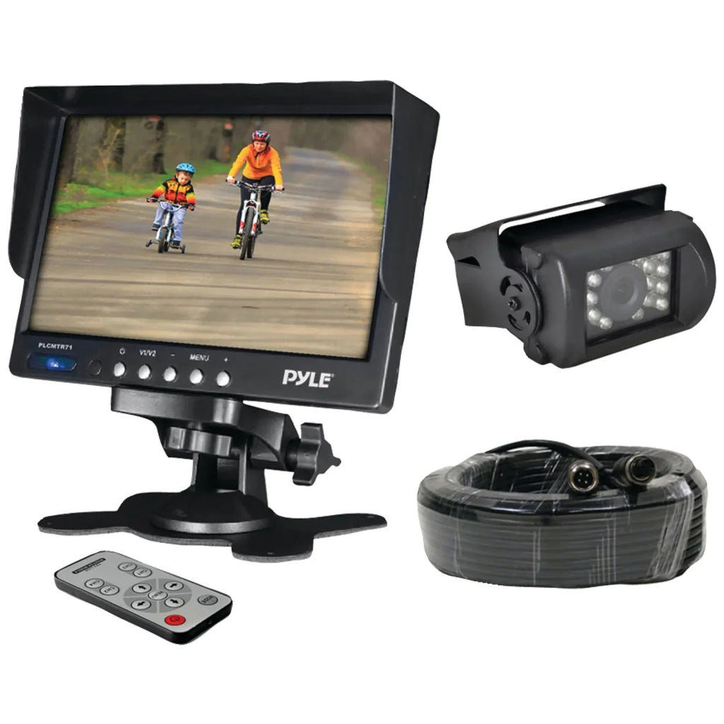 Pyle PLCMTR71 Commercial-Grade Backup Camera System with 7" Monitor and Weatherproof Camera with IR Night Vision