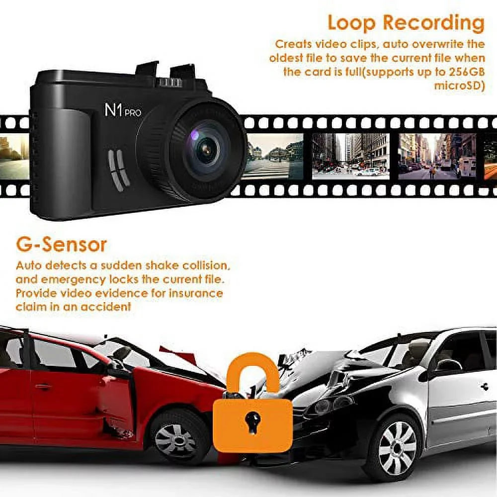 (Vantrue 128GB included)Vantrue N1 Pro Mini Dash Cam Full HD 1920x1080P Car Dash Camera 1.5 inch 160 DashCam with Sony Night Vision Sensor; 24 Hours Parking Mode; Motion Sensor; Collision Detection