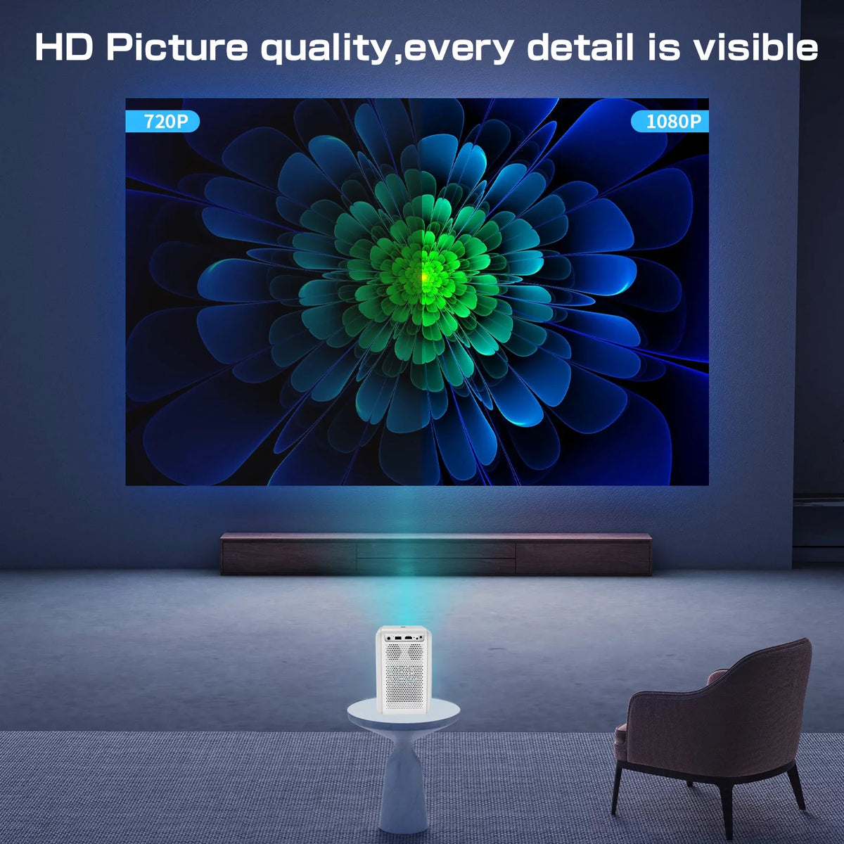 Auto Focus Projector; Native 1080P Projector 4K Supported; 5G WIFI FHD LCD Projector; Two-way Bluetooth 5.2; 1200ANSI Netflix Officially-Licensed Smart Projector; Smart Home Movie Projector