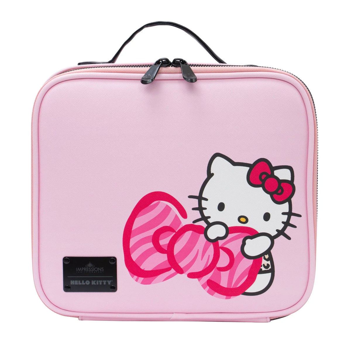 Impressions Vanity Hello Kitty Cosmetic Bag with Faux Leather; Travel Toiletry Bag (Pink Animal)