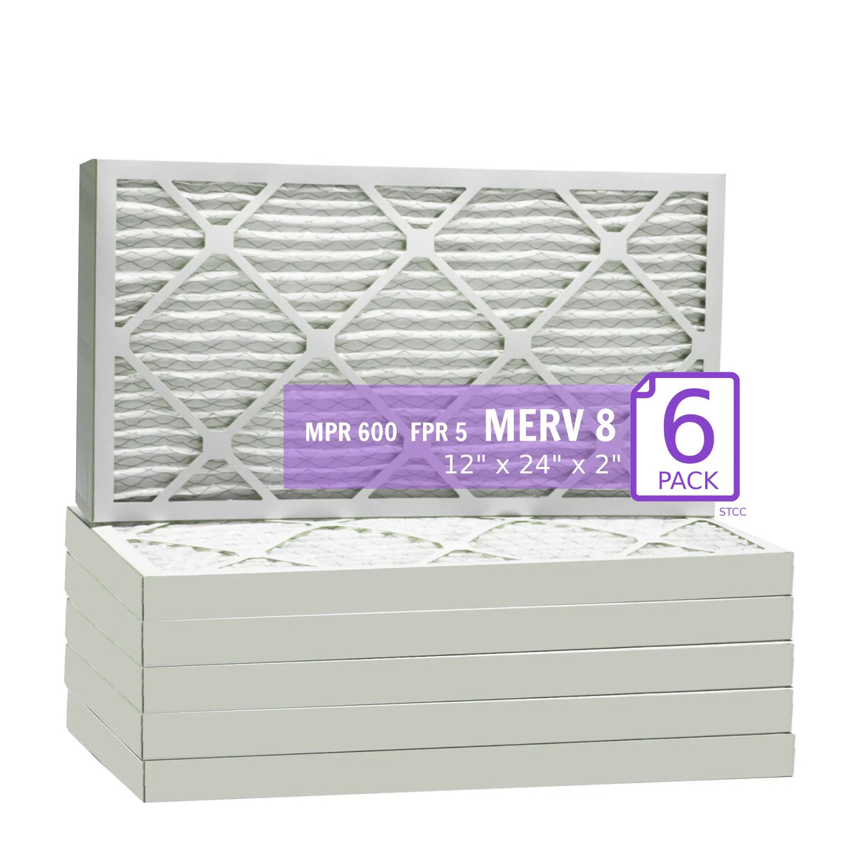 12x24x2; Purolator DMK80 Extended Surface Pleated Air Filter; Mechanical MERV 8; (6 Pack)