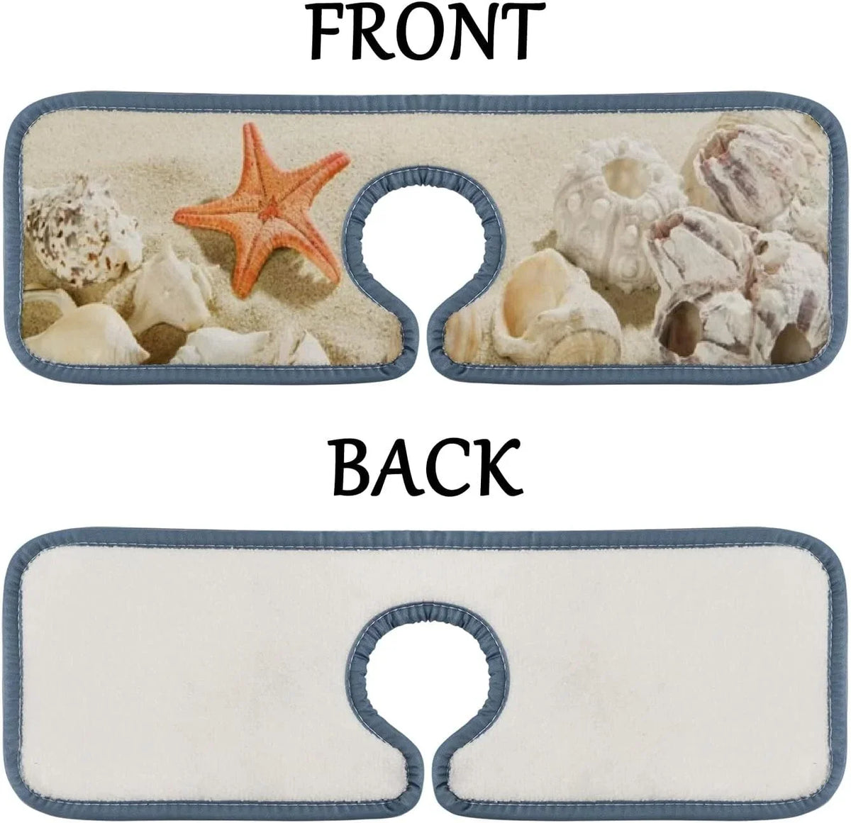 Bestwell 3PCS Faucet Absorbent Mat; Sea Beach Starfishes Summer Washable Sink Splash Guard Drip Catcher; Kitchen Bath Countertop Sinkmat Microfiber Drying Mats