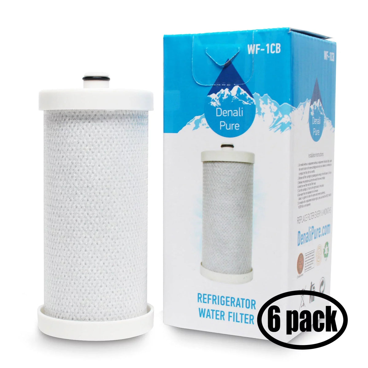 6-Pack Replacement for Frigidaire 218657701 Refrigerator Water Filter - Compatible with Frigidaire 218657701 Fridge Water Filter Cartridge - Denali Pure Brand