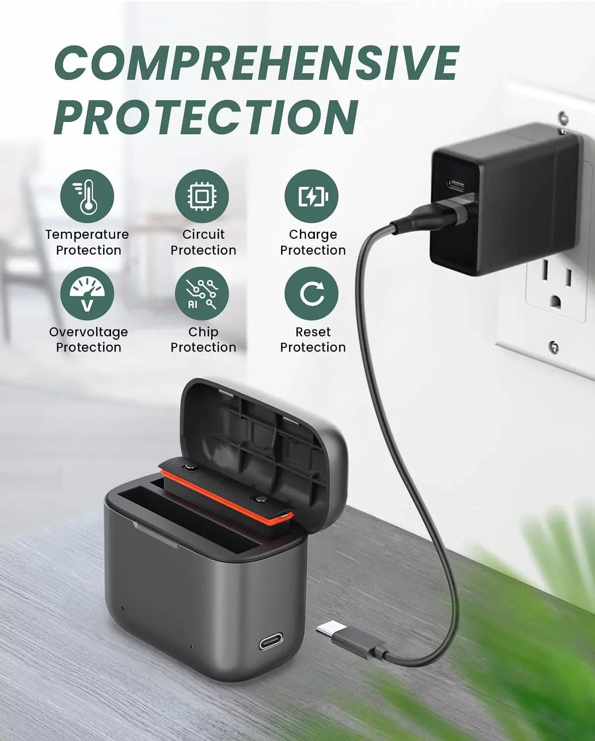 2 Channel Battery Charging Station & One Battery for Insta360 x3 Camera 1800mAh High Capacity; Charger Station with Misro SD Card Slots
