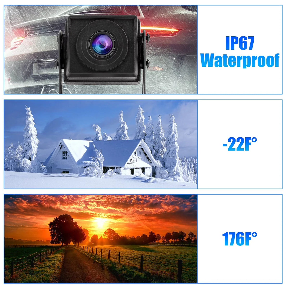 Backup Camera Monitor Kit; TSV 1080P Rear View Monitor Reverse Camera Kit with Night Vision; Waterproof