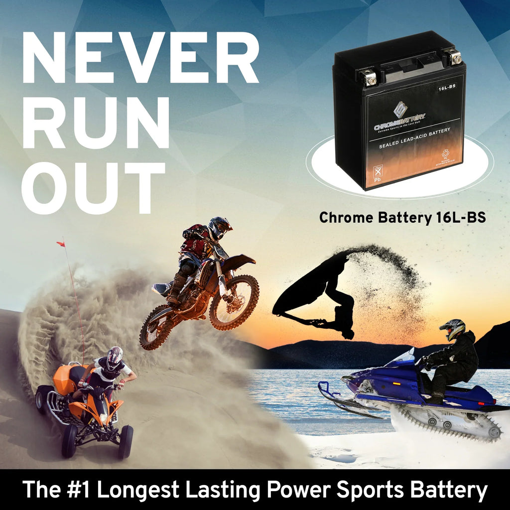 Chrome Battery Ytx16l-bs (16l-bs 12 Volts;14 Ah; 230 Cca) Jet Ski Battery for Kawasaki Js650 Sx 1988