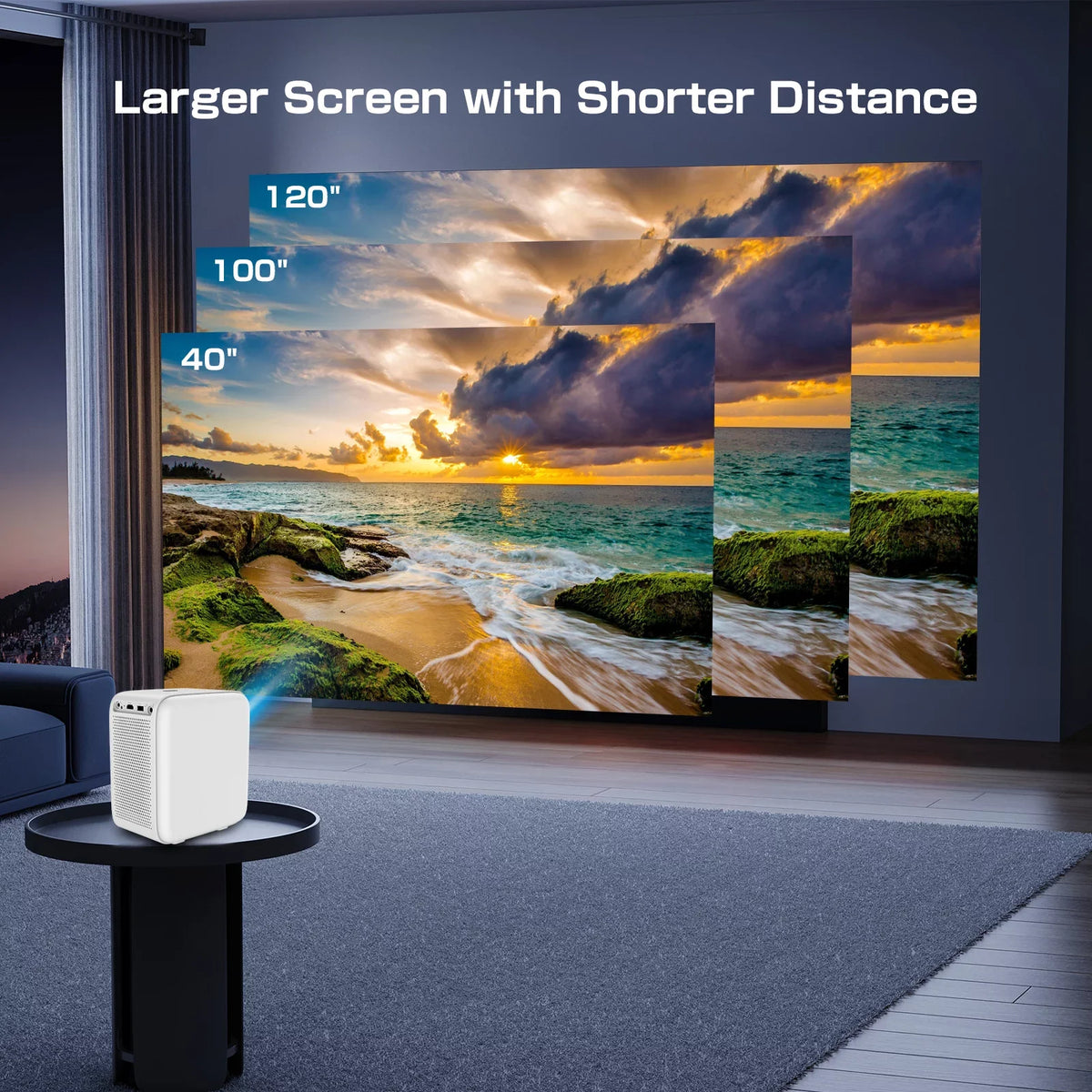 Auto Focus Projector; Native 1080P Projector 4K Supported; 5G WIFI FHD LCD Projector; Two-way Bluetooth 5.2; 1200ANSI Netflix Officially-Licensed Smart Projector; Smart Home Movie Projector
