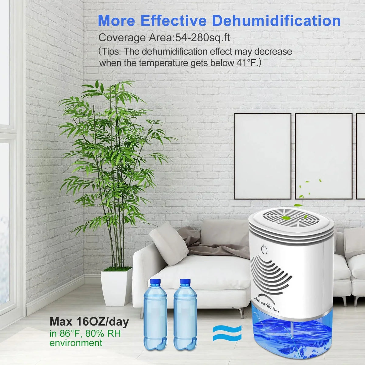 Dehumidifier TOMERSUN 2600 Cubic Feet(280 sq ft) Small Dehumidifiers for home 35oz Mini Dehumidifier for home;Basement;Bathroom; Closet;RV;Bedroom;Kitchen