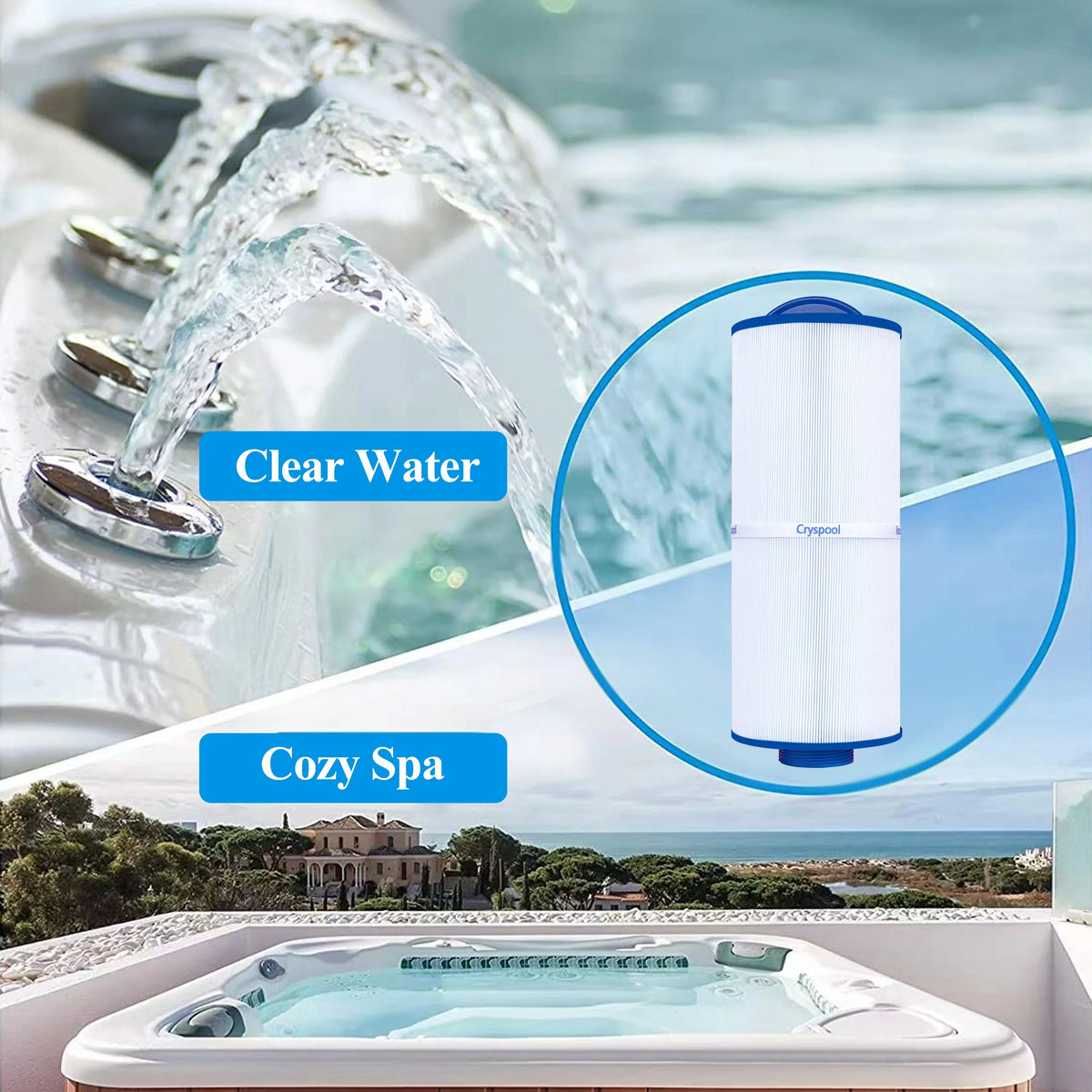 CRYSPOOL MPT-thread Spa Filter Compatible with 5ch-352; Marquis 35; Marquis Spa 20042; 20092; FC-0196; 35 sq.ft; 2 Pack