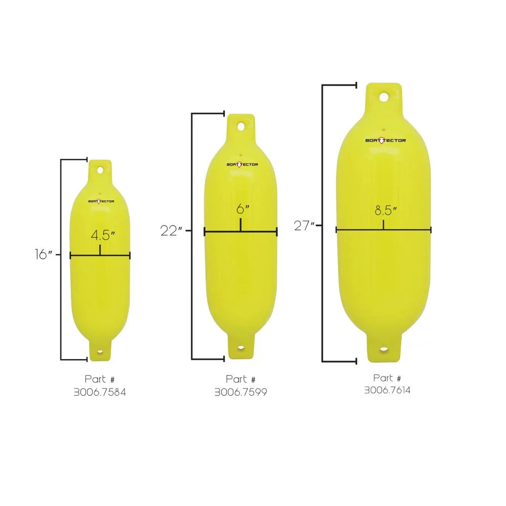 Extreme Max 3006.7599 BoatTector Blow-up Fender Value 2-Pack - 6.5" x 22"; Neon Yellow