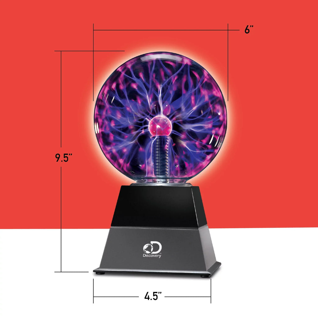 Discovery #Mindblown 6" Plasma Globe Lamp with Interactive Electric Touch and Sound Sensitive Lightning and Tesla Coil; Includes AC Adapter; Glass STEM Lava Lamp-Style Light for Desk; Kids Room