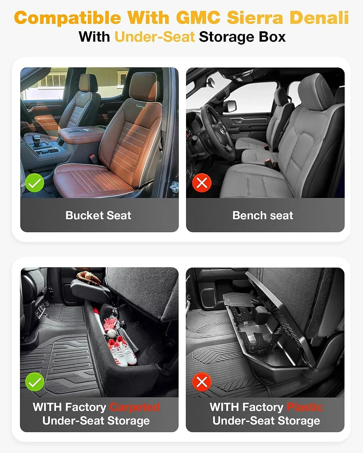 3W Floor Mats for 2019-2023 Chevrolet Silverado/GMC Sierra 1500 & &2020-2024 Chevrolet Silverado/GMC Sierra 2500 HD/3500HD Crew Cab (Don't Fit Double Cab); For with Factory Carpeted Storage