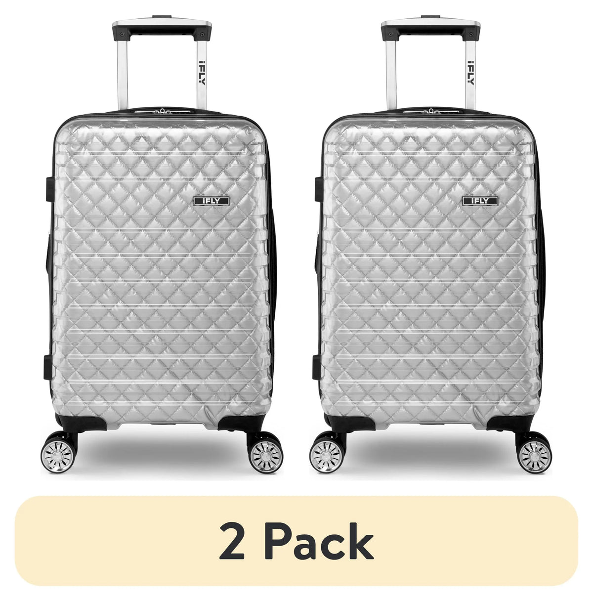(2 pack) iFLY Hardside Spectre Versus Clear Carry-On Lugagge; 20"; Silver
