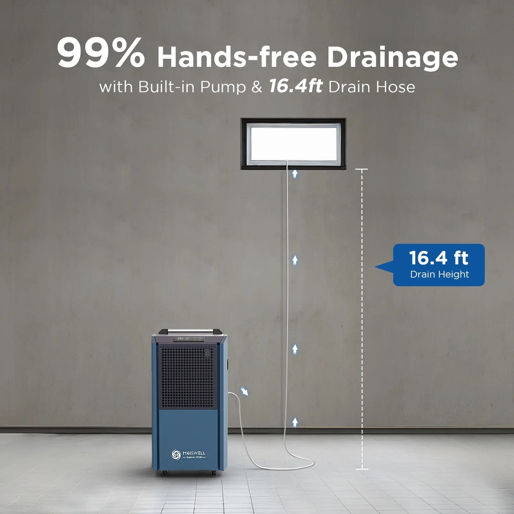 Moiswell 190 Pints Commercial Dehumidifier with Pump for Basements; Industrial dehumidifiers for large spaces Damage Restoration Warehouse