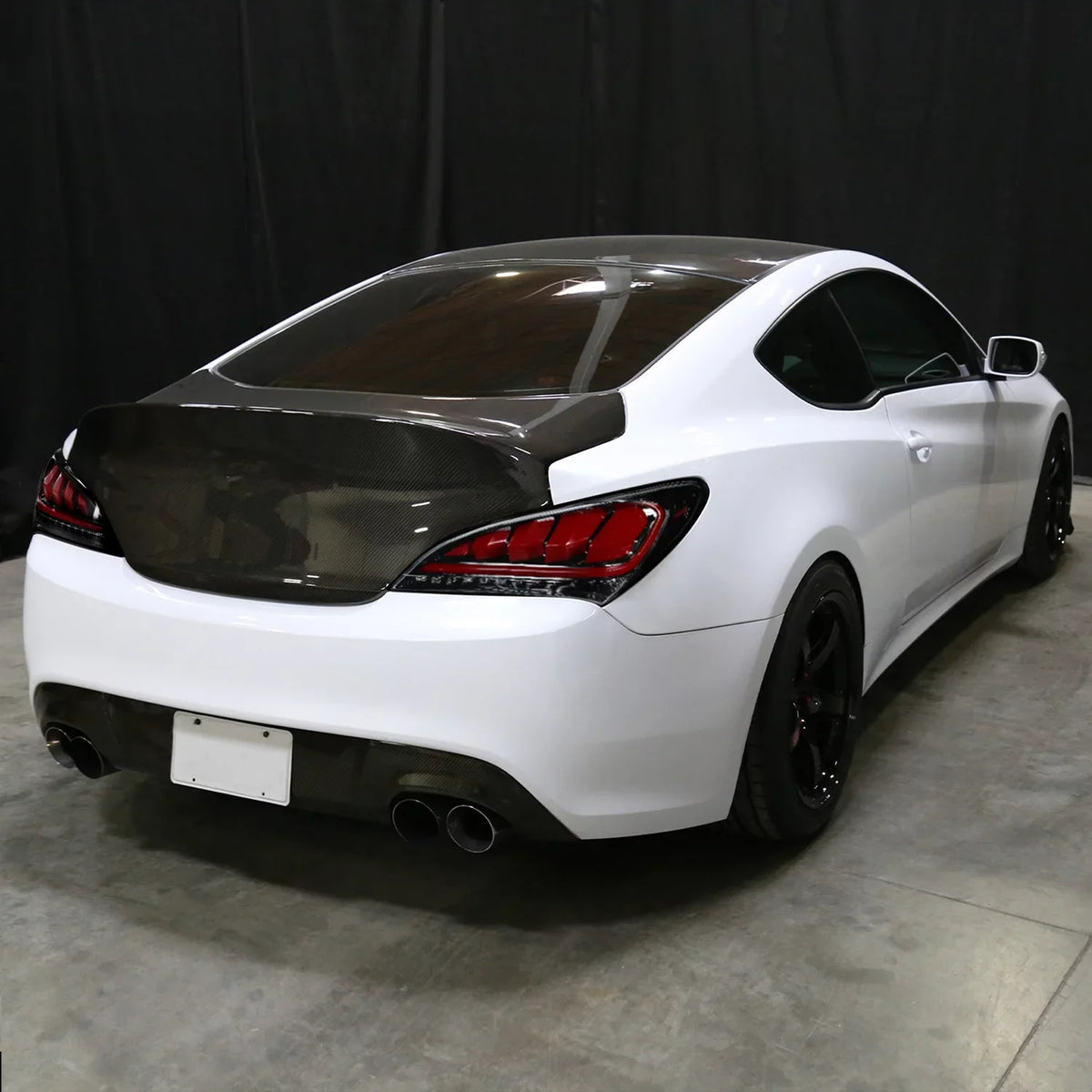 Spec-D Tuning Jet Black Housing Clear Lens Red Sequential LED Bar Tail Lights Compatible with 2010-2016 Hyundai Genesis Coupe Left + Right Pair Assembly