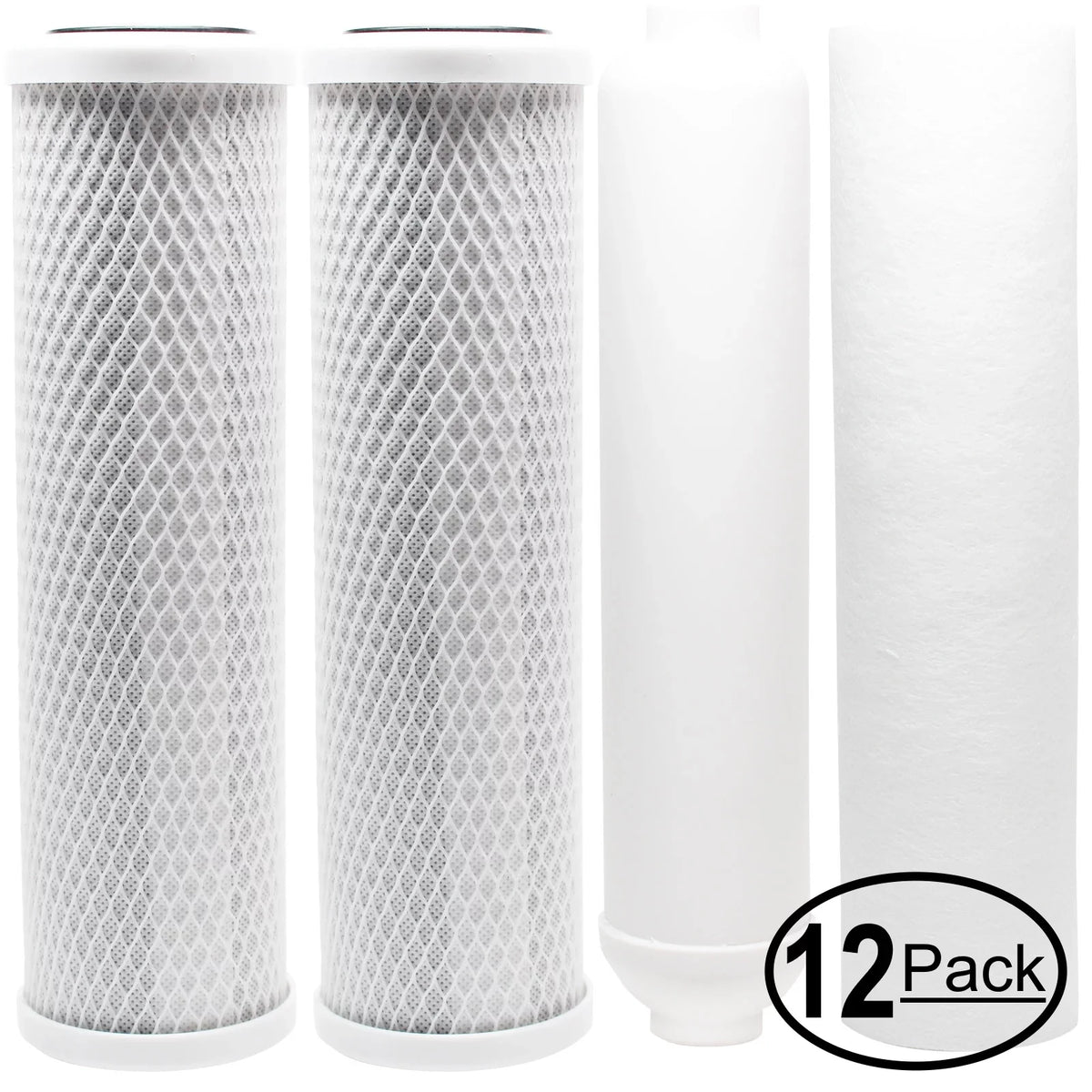 12-Pack Replacement for Filter Kit for AMI AAA-505PU RO System - Includes Carbon Block Filters; PP Sediment Filter & Inline Filter Cartridge - Denali Pure Brand