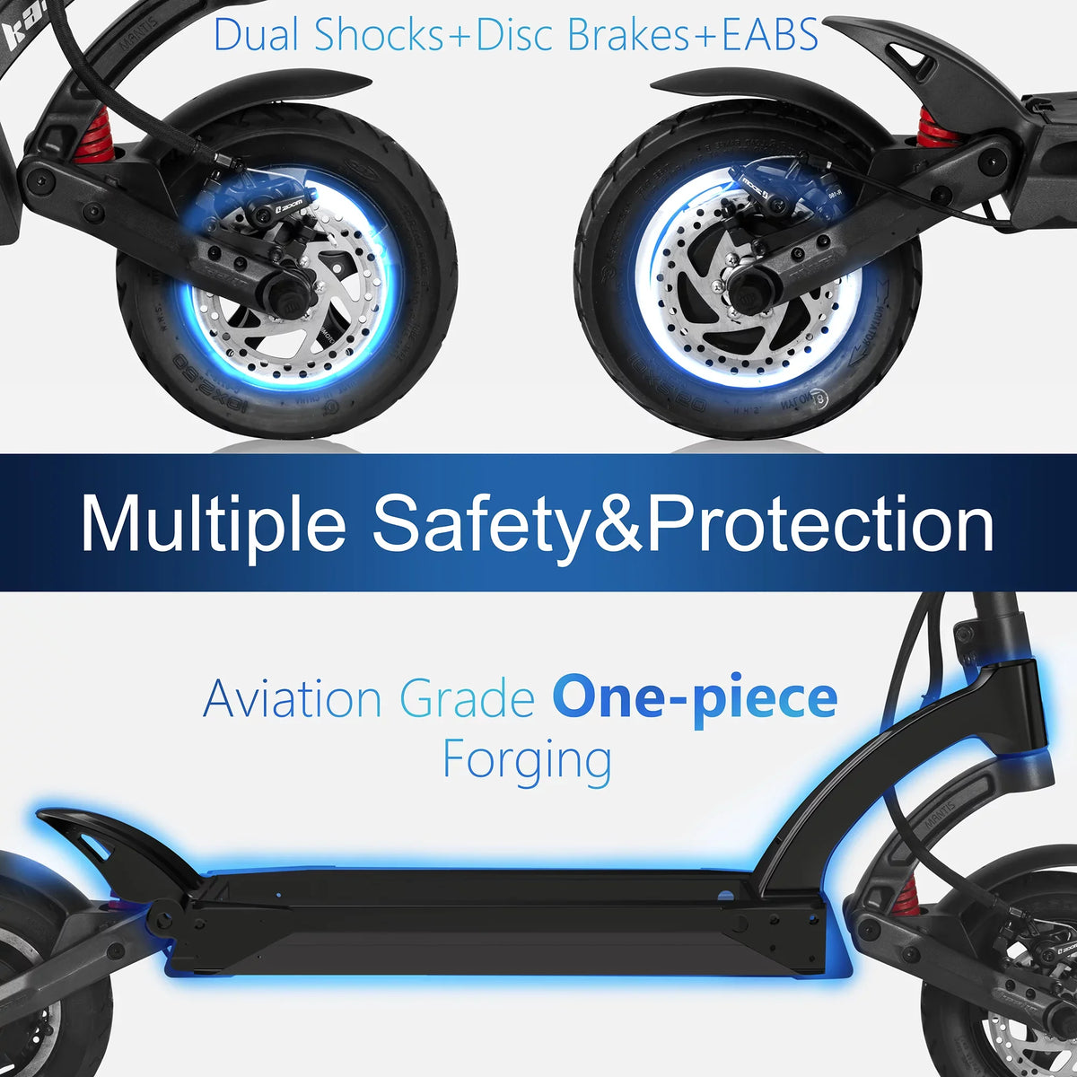 Kaabo Electric Scooter for Adults Mantis 10;High Performance Comfort Scooter with 25 Miles Range;Max Speed 19 MPH; Max Gear motor 500W;10 inch Wheels Black