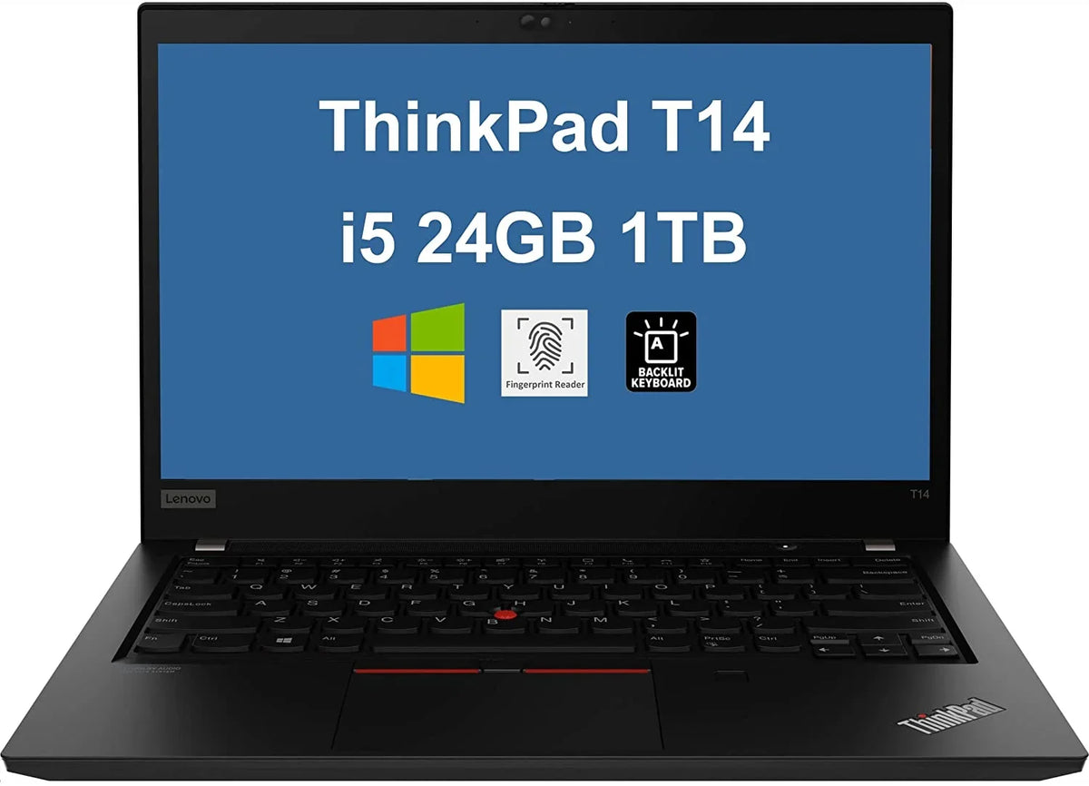 Lenovo ThinkPad T14 14" FHD (Intel 4-Core i5-1135G7; 24GB RAM; 1TB PCIe SSD; UHD Graphics) IPS Business Laptop; Backlit KB; Fingerprint; 2 x Thunderbolt 4; Wi-Fi 6; Webcam; Windows 10 Pro