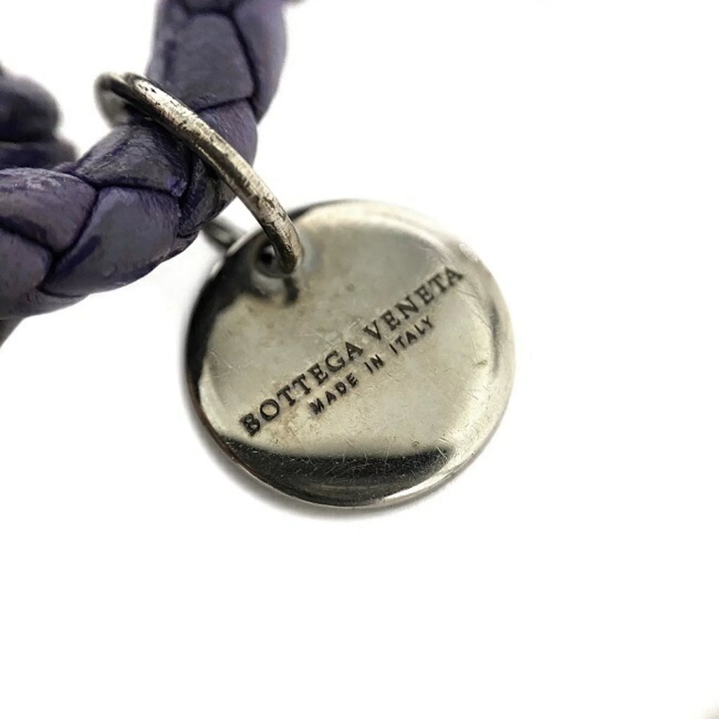 Pre-Owned Bottega Veneta Ec-14203 Leather Charm Bracelet Purple;Silver (Fair)