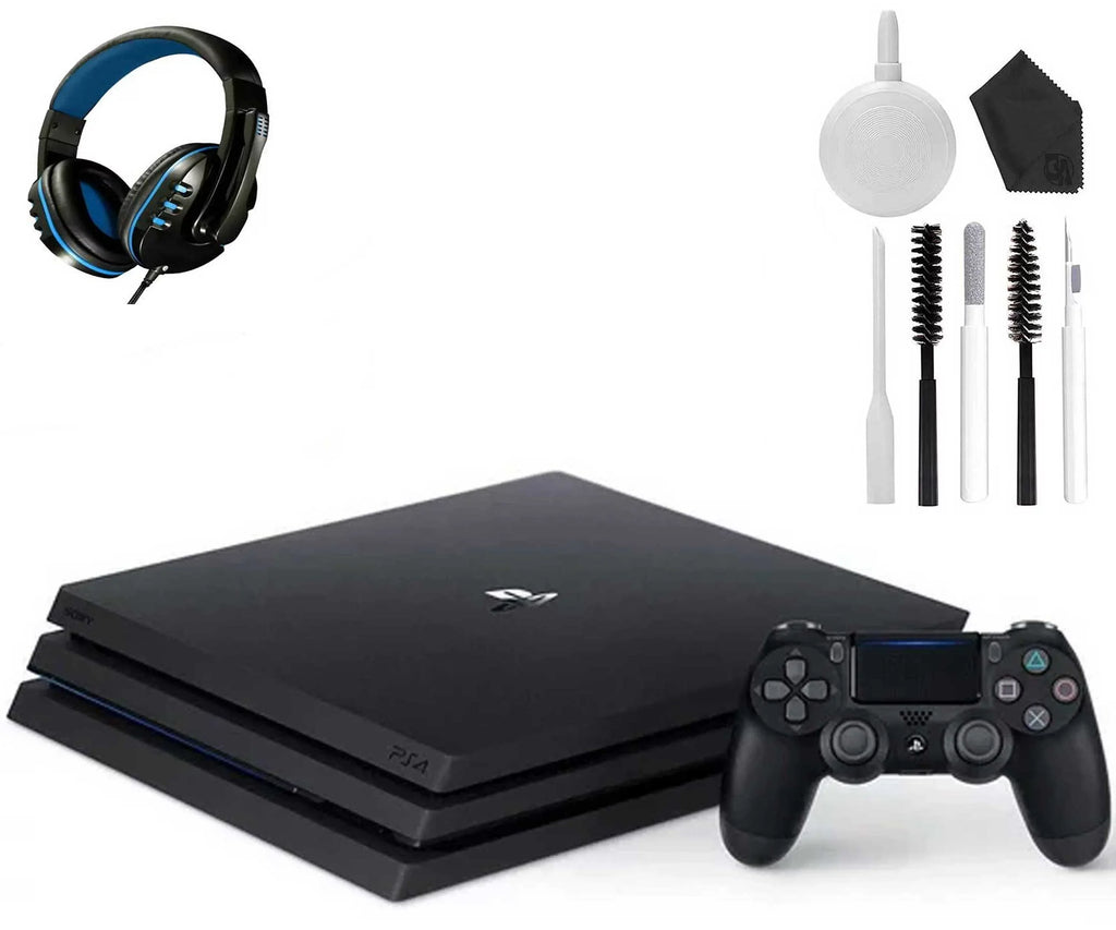 Sony PlayStation 4 PRO 1TB Gaming Console Black; Headset With Cleaning Kit Like New