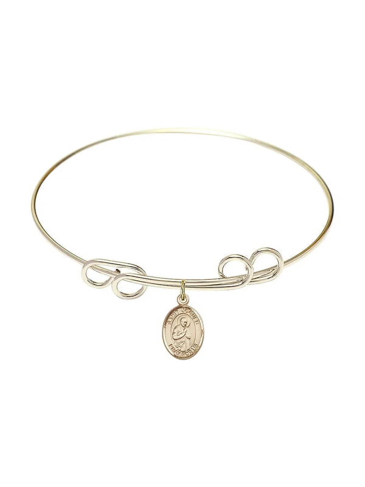 8 inch Round Double Loop Bangle Bracelet w/ St. Isaac Jogues in Gold-Filled
