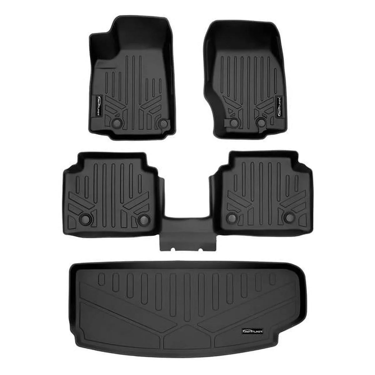 Smartliner SA0568-B0569-E0568 All Weather Custom Fit Black 2 Row & Cargo Liner Behind the 3rd Row Floor Mat Liner Set for 2021-2023 Jeep Grand Cherokee L; Black