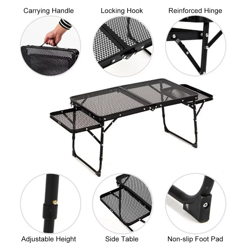 Dcenta Folding Table; Portable and Lightweight Camping Picnic Cooking Station; Food Prep Table for Cooking