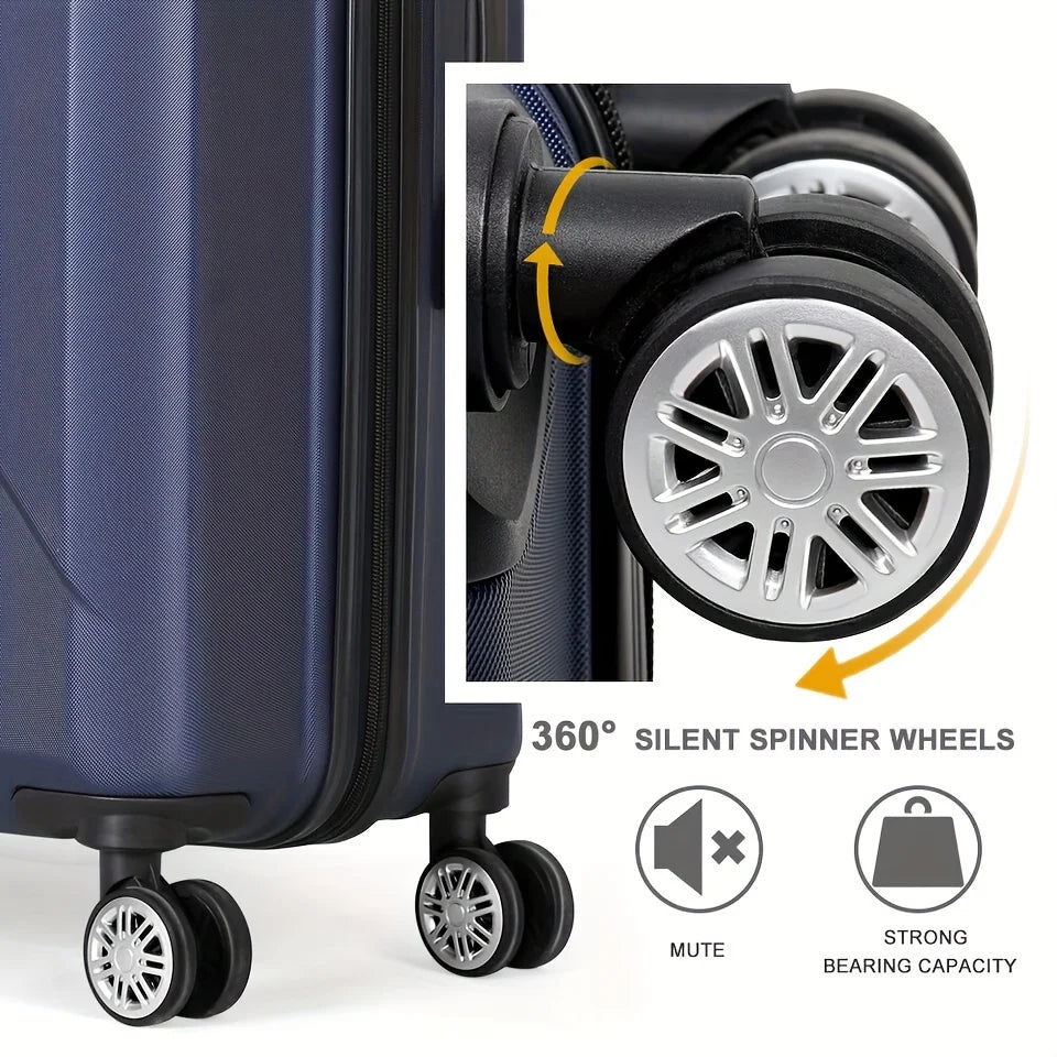 20 millimeter Hardside Carry-On Luggage For Travel Business; 20-millimeter Suitcase With Four Spinner Wheels And Scratch-Resistant Surface; Lock - Blue