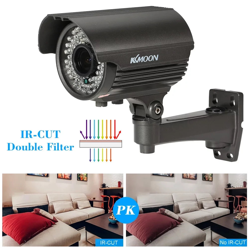 1080P AHD CCTV Analog Camera with 2.8~12mm Manual Zoom Varifocal Lens - 1/3” Sony CMOS 2.0MP; IR-CUT 72 IR LEDs; Night Vision; Weatherproof; Indoor Use; PAL System