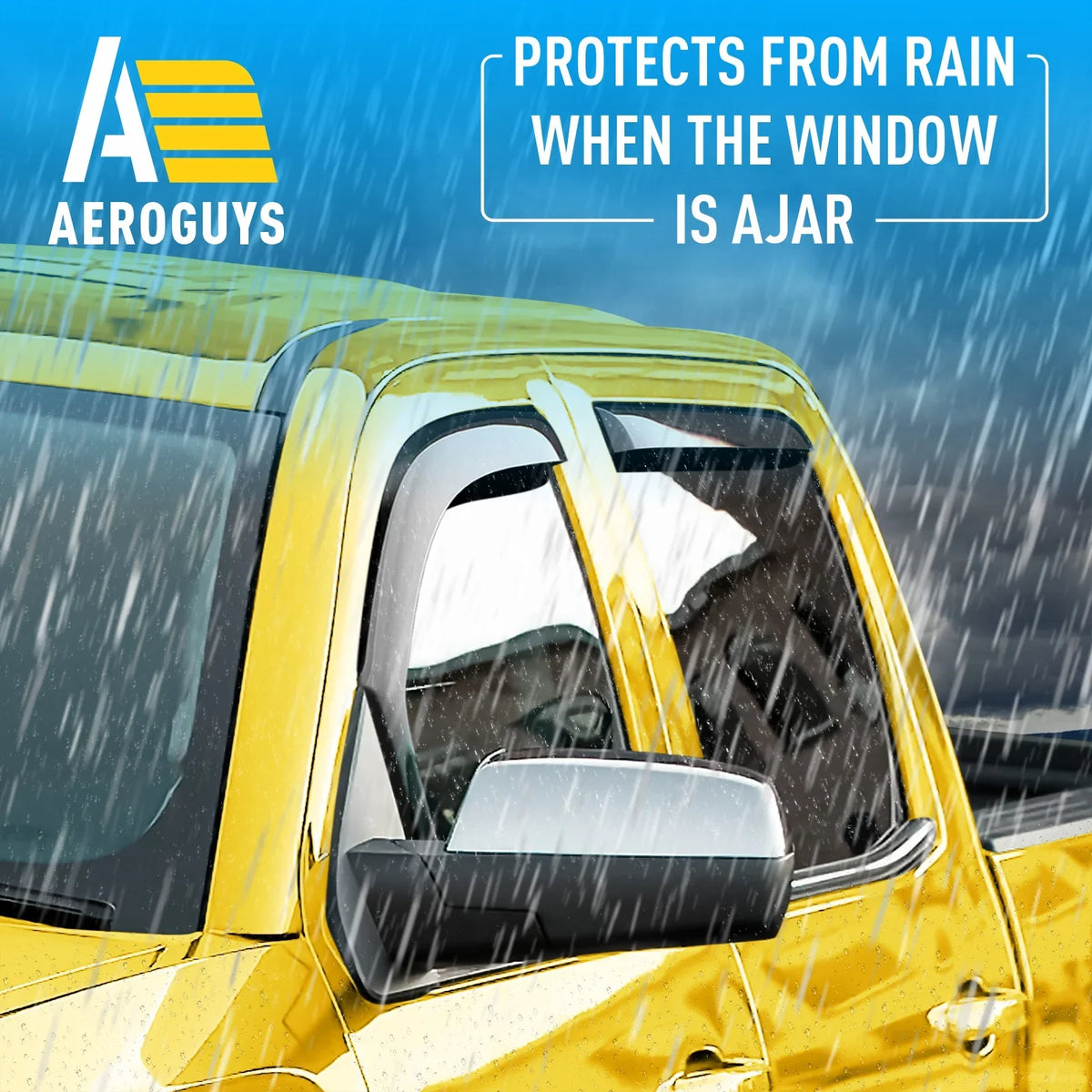 AEROGUYS In-Channel Window Deflectors Extra Durable Window Visors Rain Guards Fit for Chevrolet (Chevy) Silverado 1500 2014-2018 Crew Cab; Sun Visors; Wind Vent Visors; Truck Accessories -4pcs. AG0421