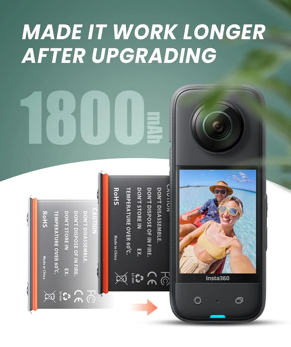 2 Channel Battery Charging Station & One Battery for Insta360 x3 Camera 1800mAh High Capacity; Charger Station with Misro SD Card Slots