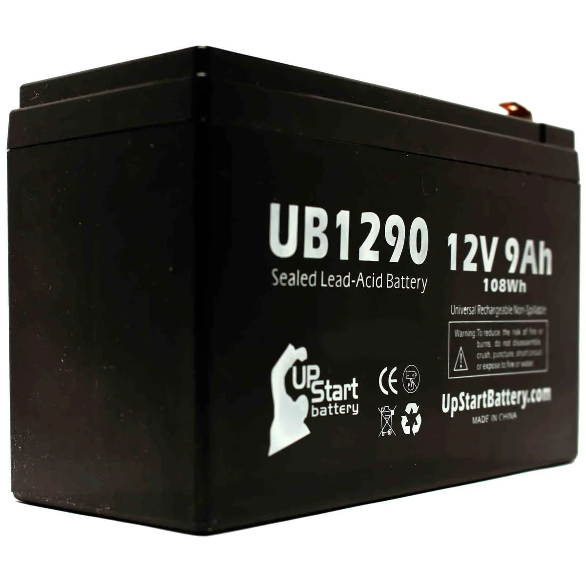 4x Pack - Compatible Opti-ups 280ES Battery - Replacement UB1290 Universal Sealed Lead Acid Battery (12V; 9Ah; 9000mAh; F1 Terminal; AGM; SLA) - Includes 8 F1 to F2 Terminal Adapters