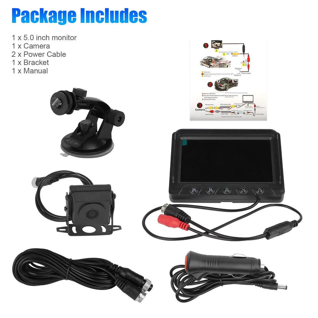 Backup Camera Monitor Kit; TSV 1080P Rear View Monitor Reverse Camera Kit with Night Vision; Waterproof
