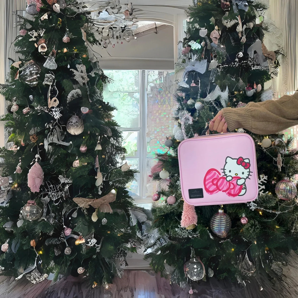 Impressions Vanity Hello Kitty Cosmetic Bag with Faux Leather; Travel Toiletry Bag (Pink Animal)