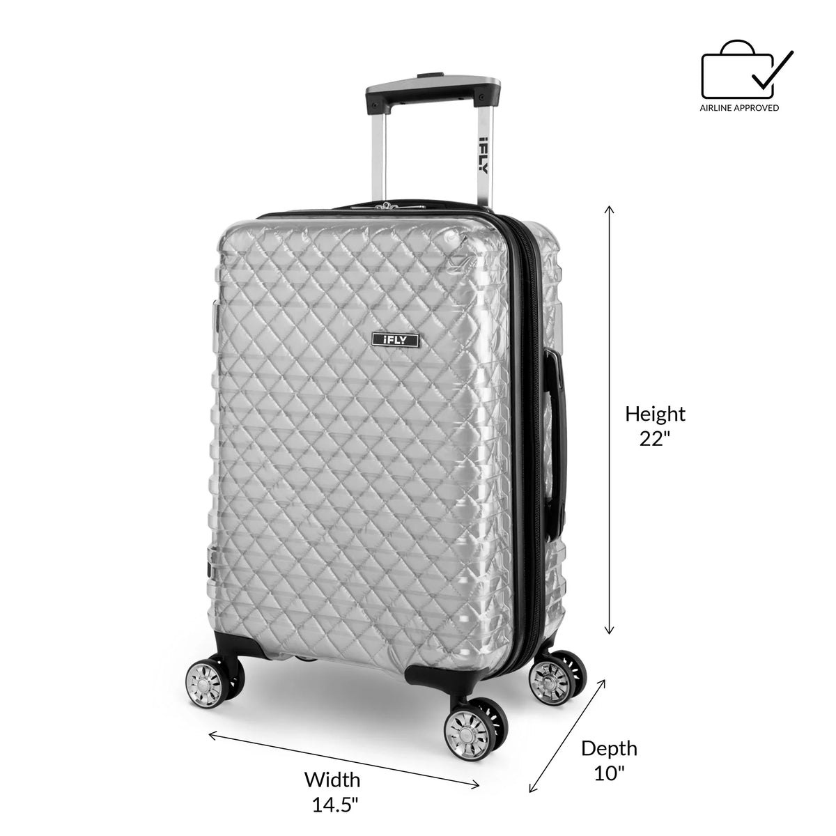 (2 pack) iFLY Hardside Spectre Versus Clear Carry-On Lugagge; 20"; Silver