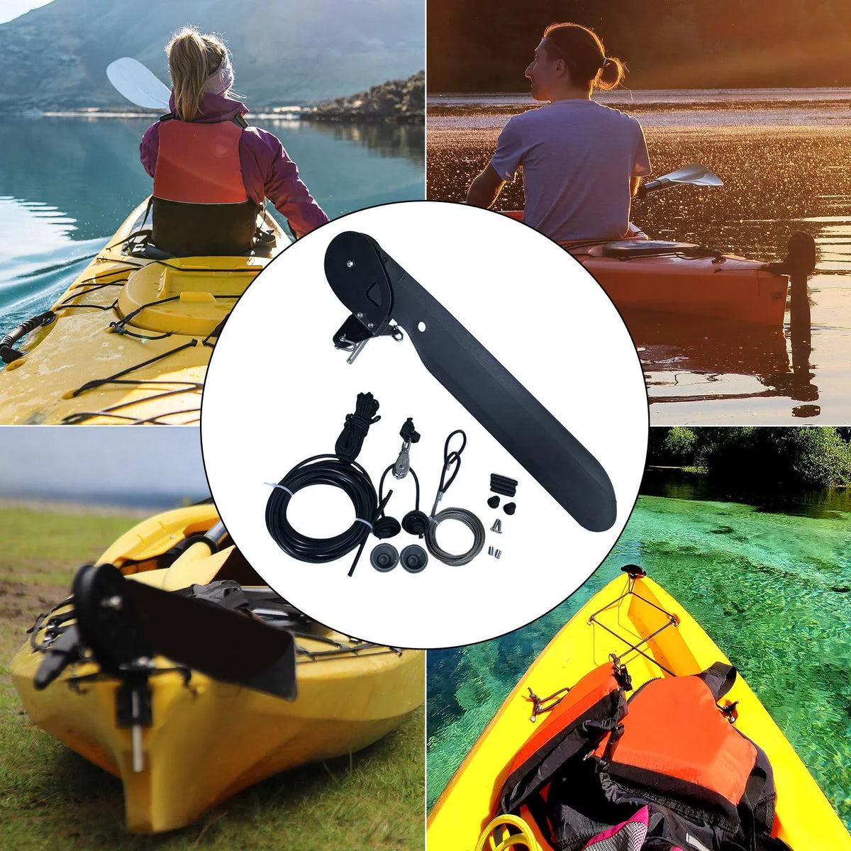 Kayak Rudder; Fishing Watercraft Canoe Nylon Boat Rudder Replacement Parts Foot Control Steering System for Kayak Accessories