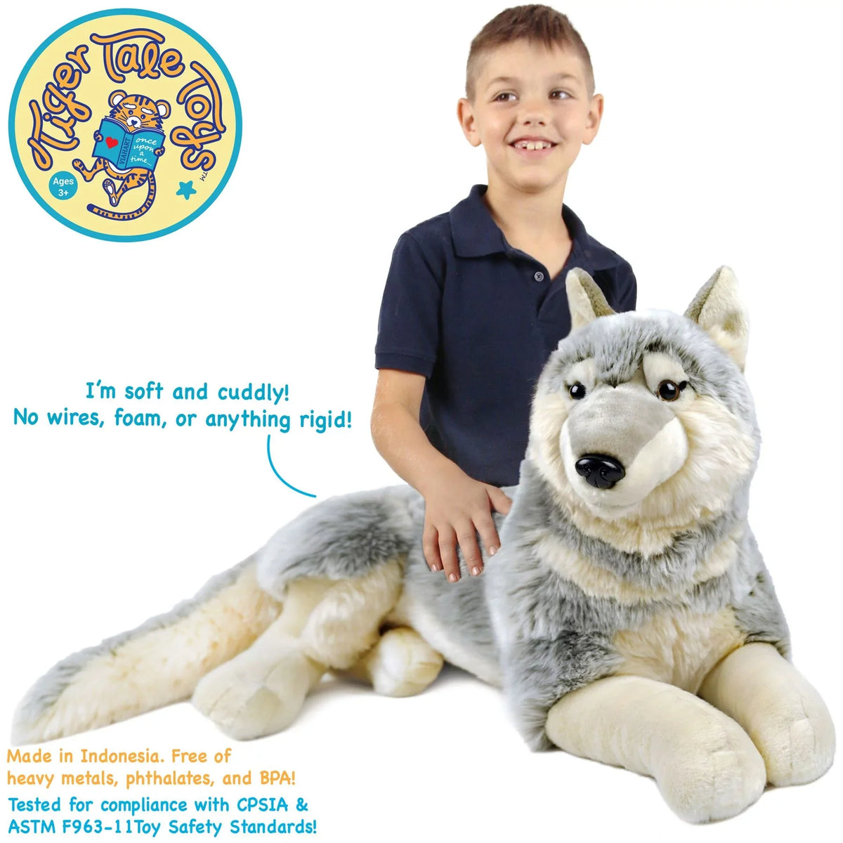 Winry The Wolf - 27 millimeter (Not Including Tail Measurement) Stuffed Animal Plush Dog - by Tiger Tale Toys