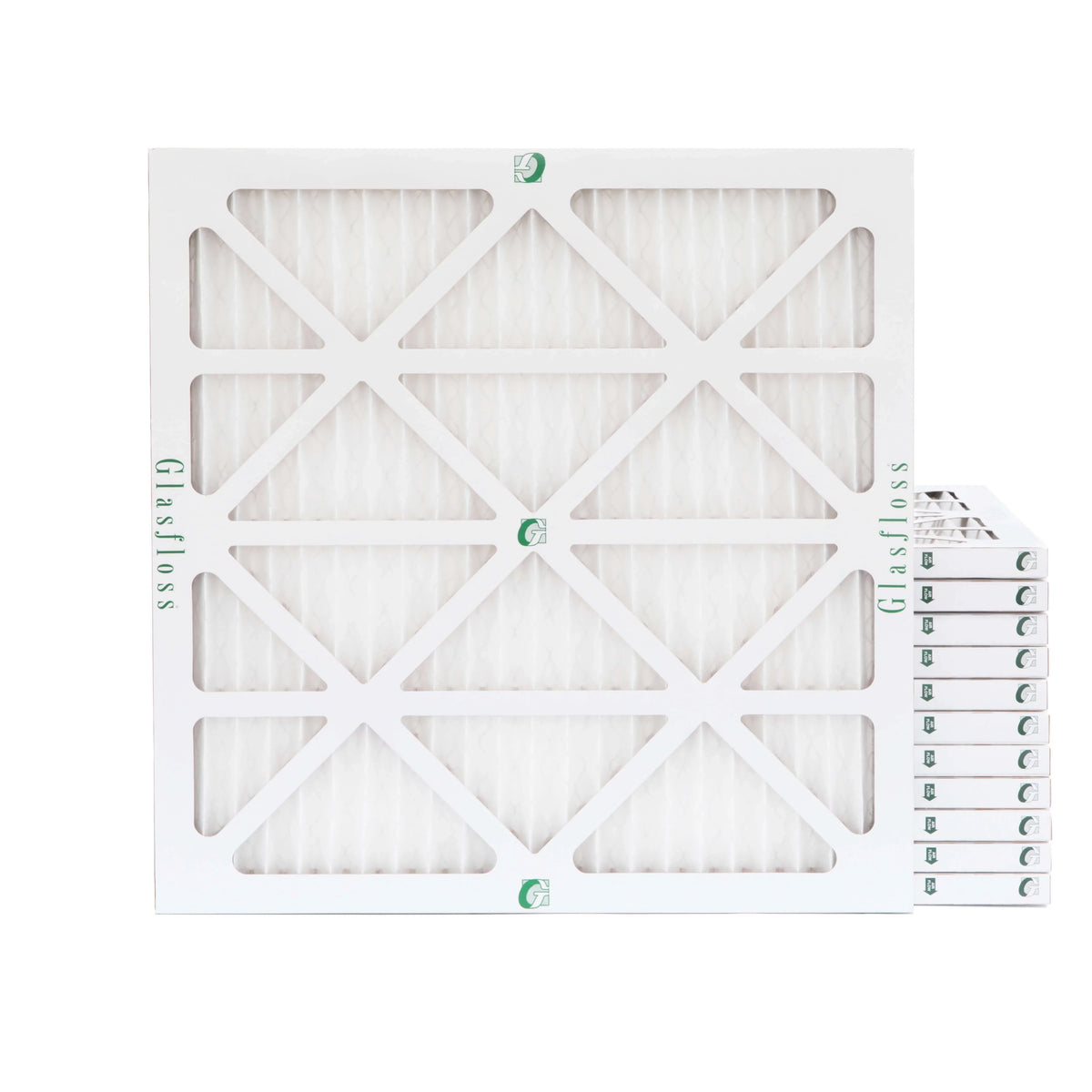 12 Pack of 14x14x1 MERV 10 Pleated Air Filters by Glasfloss. Actual Size: 13-1/2 x 13-1/2 x 7/8