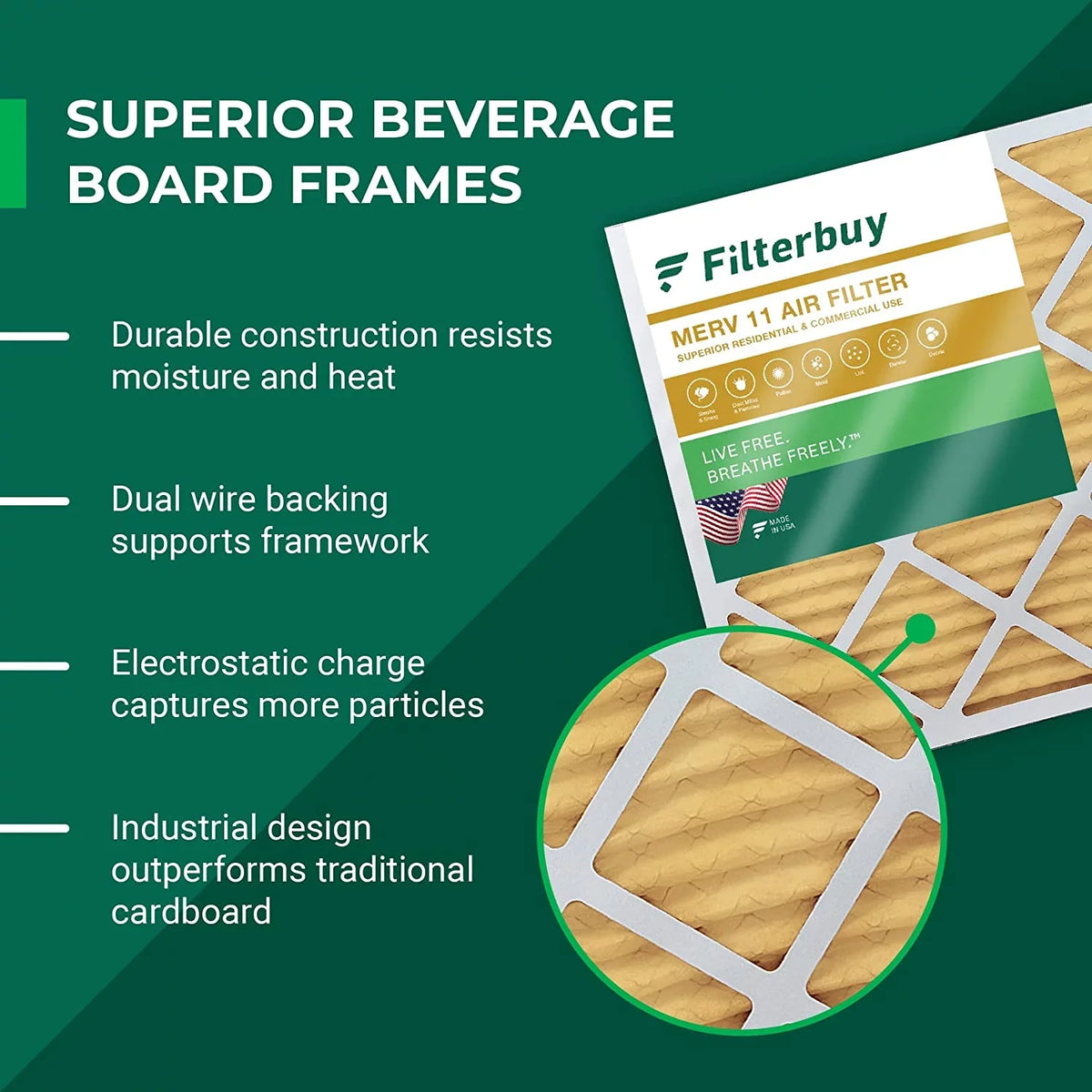 Filterbuy 14x18x1 MERV 11 Pleated HVAC AC Furnace Air Filters (4-Pack)