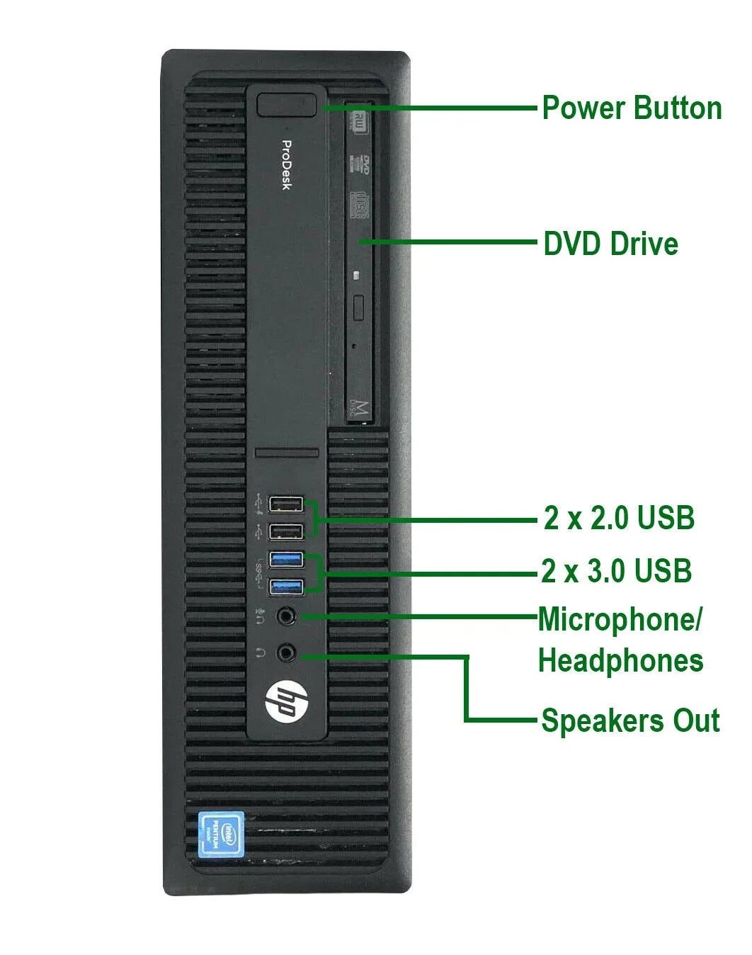 Pre-Owned HP 600 G2 Desktop Computer Intel Pentium G4400 3.3GHz CPU 8GB Ram; 120GB SSD; 1TB HDD; Keyboard & Mouse; WiFi; DVD; Win10 Pro PC (Refurbished)