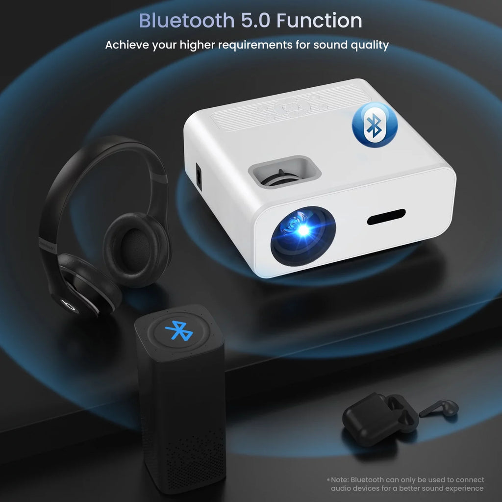 AUOSHI Projector with Wifi and Bluetooth; 4K Support 1080P Mini Projector ; Video Projector For Home Theater ; 12000LM Portable Outdoor Movie Projector 5G/2.4G