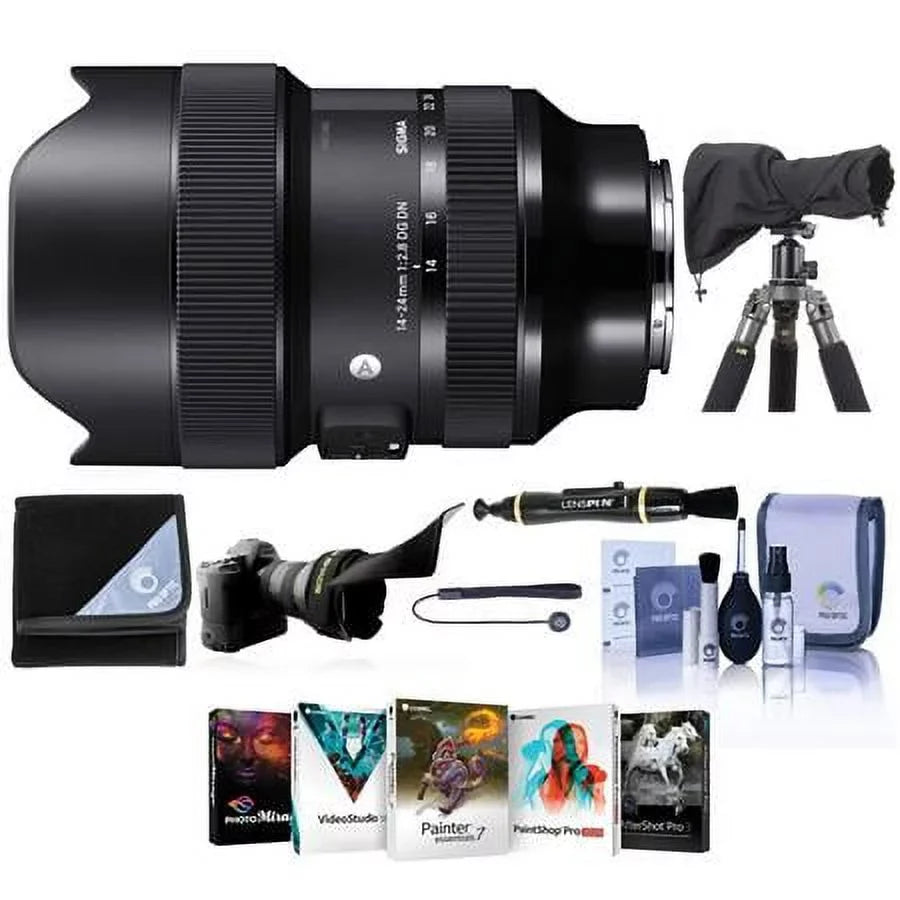 14-24mm f/2.8 DG DN ART Lens for Sony E; Bundle with PC Software Kit; RainCoat Rain Sleeve; Cleaning Kit; Flex Lens Shade; Lens Cap Tether; Lens Wrap; Lens Cleaner